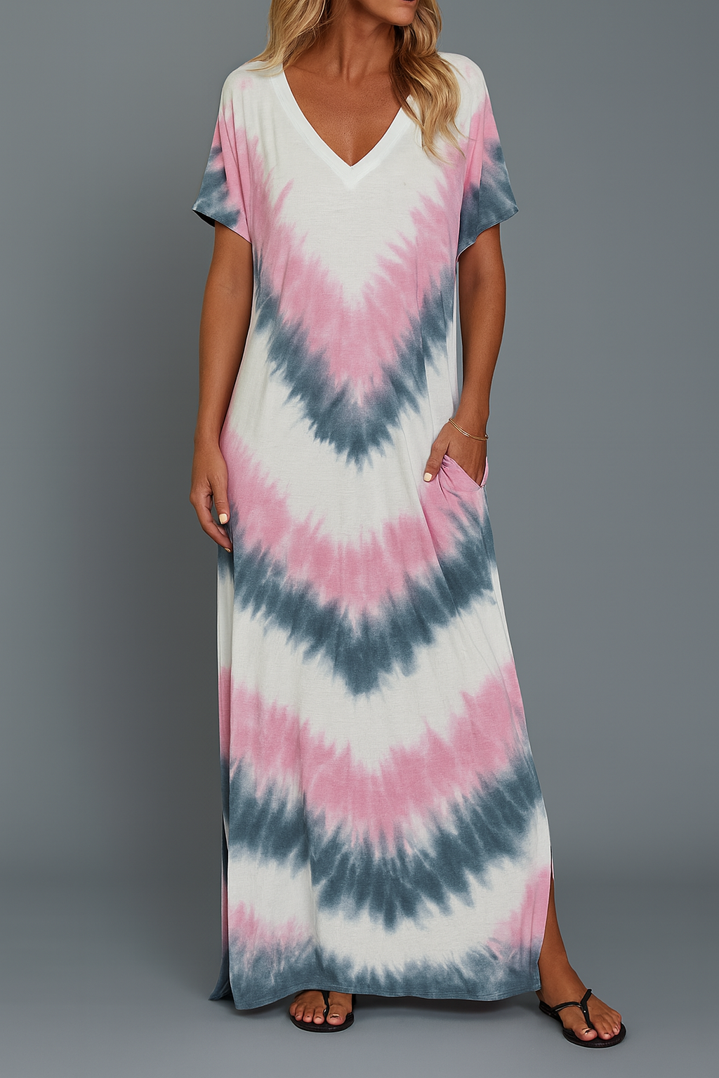 Vestido Feminino Delicada - Longo e Soltinho em V- O charme do verão