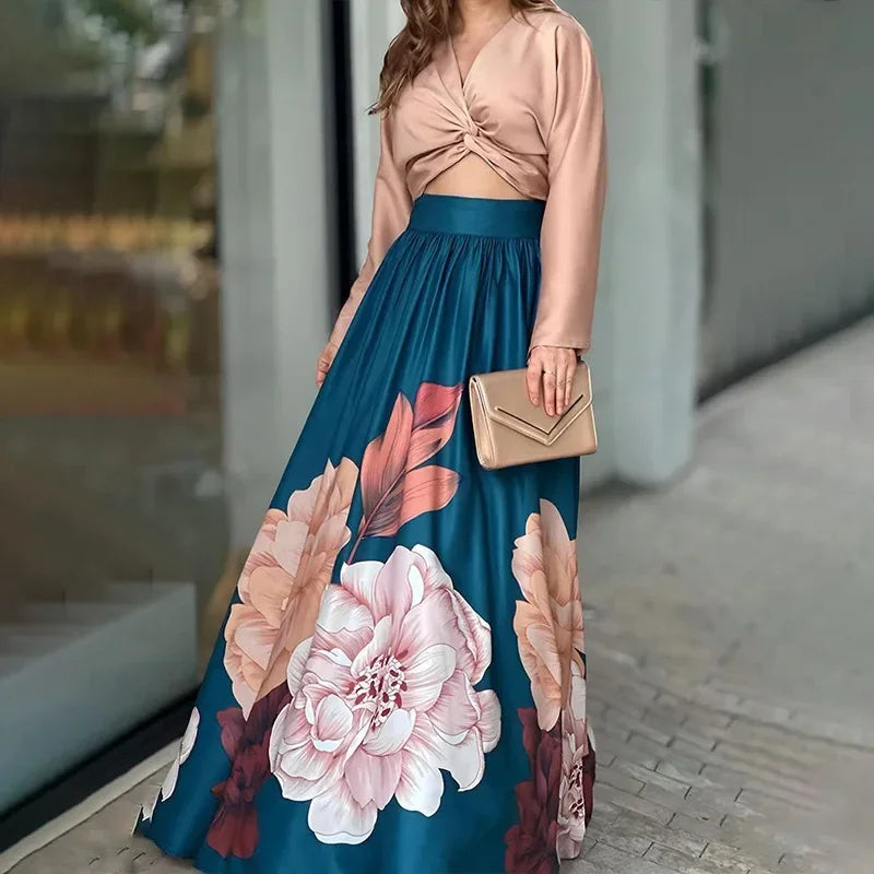 Conjunto Feminino Elegant Blusa e Saia+ Frete Grátis