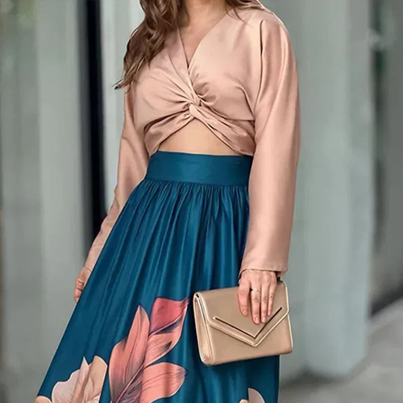 Conjunto Feminino Elegant Blusa e Saia+ Frete Grátis