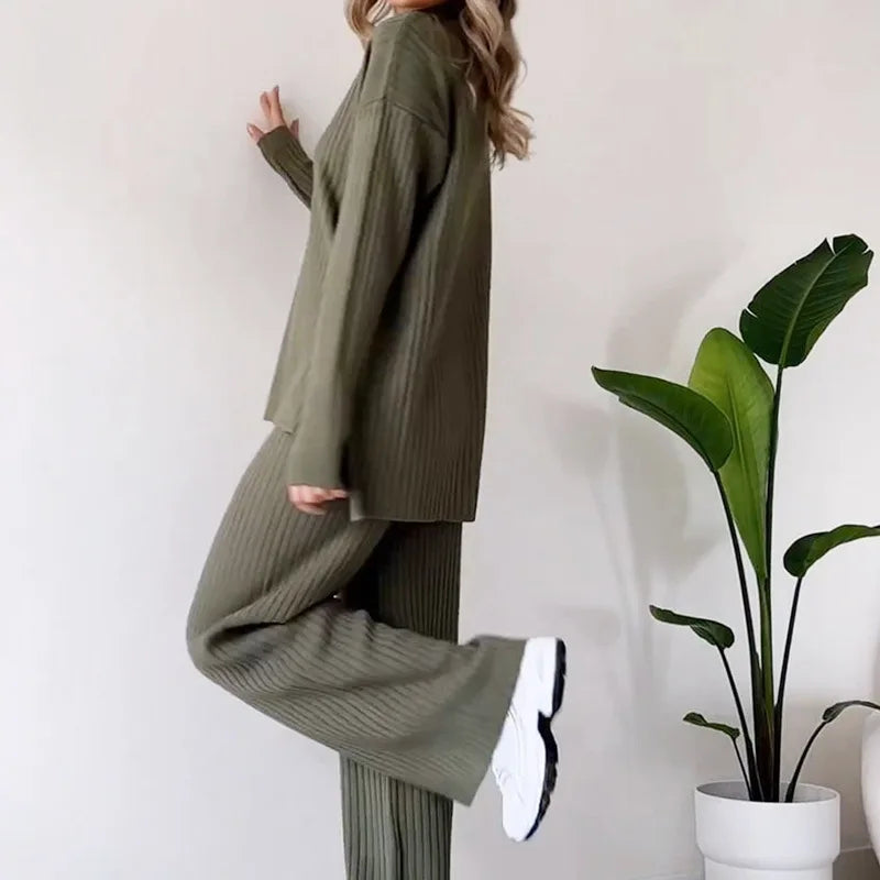 Conjunto Sara em tricot - Elegância Tricotada para Seus Dias Frios + Frete Grátis