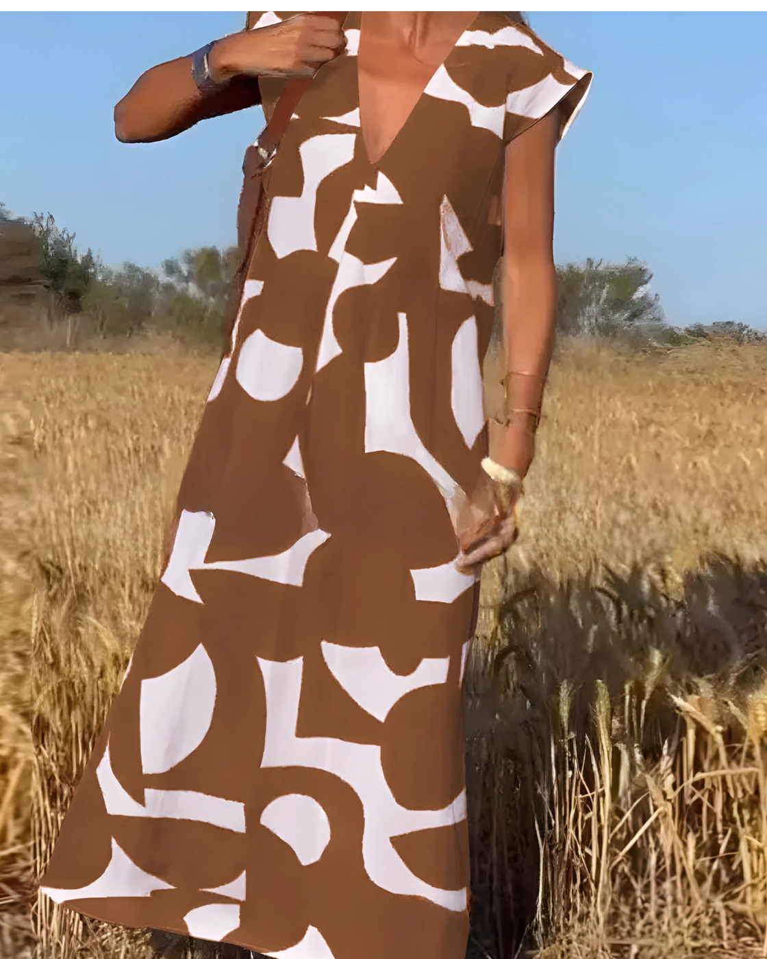 Vestido Elisa Primavera-Verão | Decote em V - Fresco e Soltinho +Frete Grátis