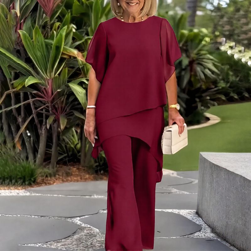 Conjunto Letícia- Blusa com Sobreposição e Calça Minimalista