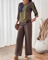 Conjunto em Viscolinho Mel- Fluído e Moderno +Frete Grátis