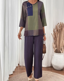 Conjunto em Viscolinho Mel- Fluído e Moderno +Frete Grátis