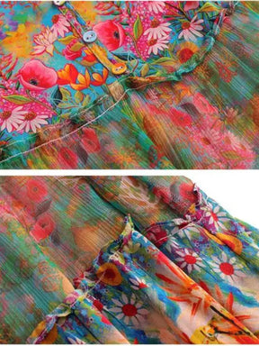 Vestido Feminino Midi Estampado Floral Primavera- Fresquinho e Elegante
