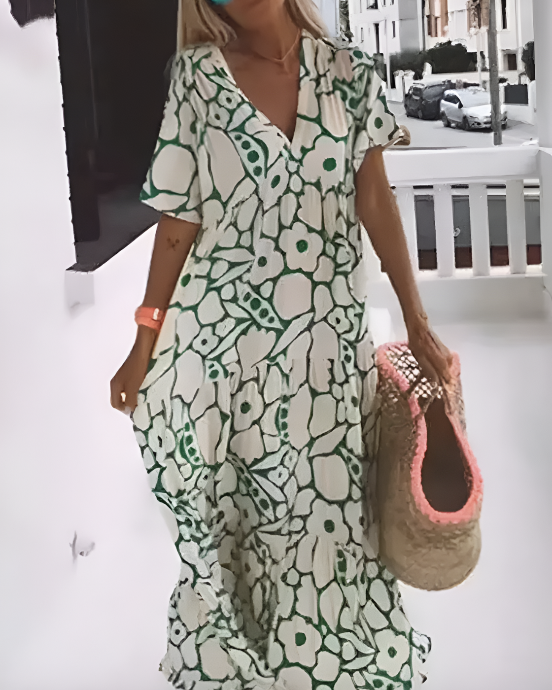 Vestido Longo Estampado Sofia | Decote em V- Peça chave nessa Primavera + Frete Grátis