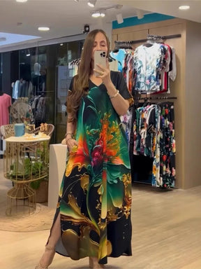 Vestido Estampado Yasmin- Rico em detalhes que vão te encantar