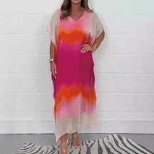 Vestido Bruna - Elegância Fluida com Estampa Sofisticada + Frete Grátis