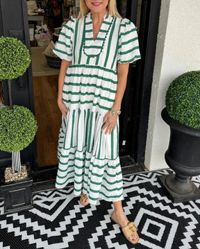 Vestido Listras Luana - Manga Curta - Leve e Soltinho- Ideal para diversas ocasiões+ Frete Grátis