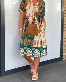 Vestido Safira | Decote em V - Fresco e Soltinho, Ideal Para Primavera Verão + Frete Grátis