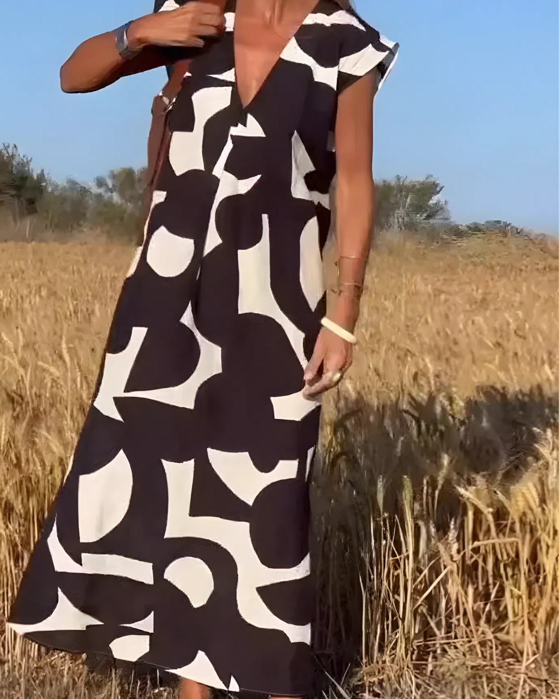 Vestido Elisa Primavera-Verão | Decote em V - Fresco e Soltinho +Frete Grátis
