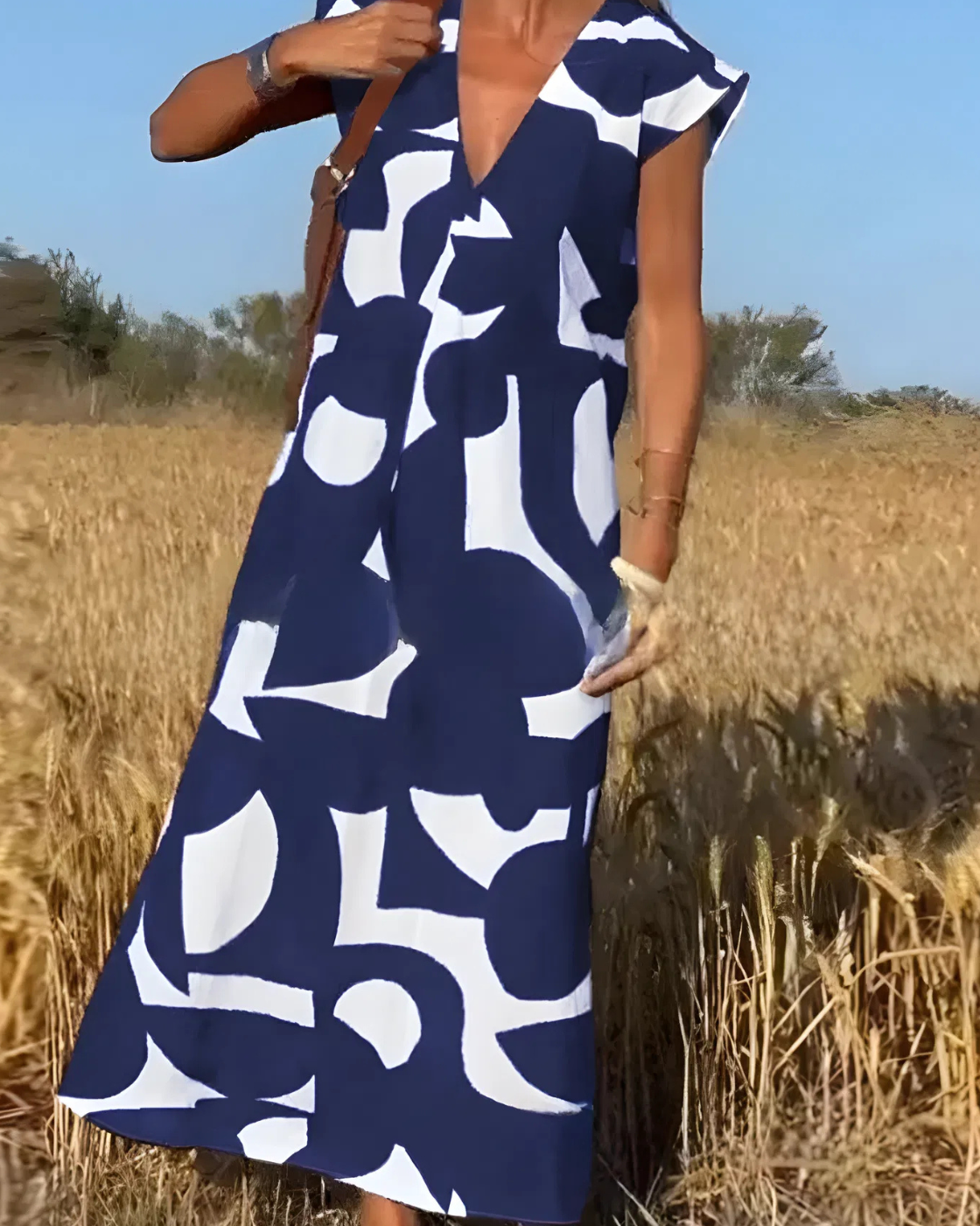 Vestido Elisa Primavera-Verão | Decote em V - Fresco e Soltinho +Frete Grátis