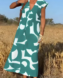 Vestido Elisa Primavera-Verão | Decote em V - Fresco e Soltinho +Frete Grátis