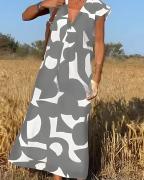 Vestido Elisa Primavera-Verão | Decote em V - Fresco e Soltinho +Frete Grátis