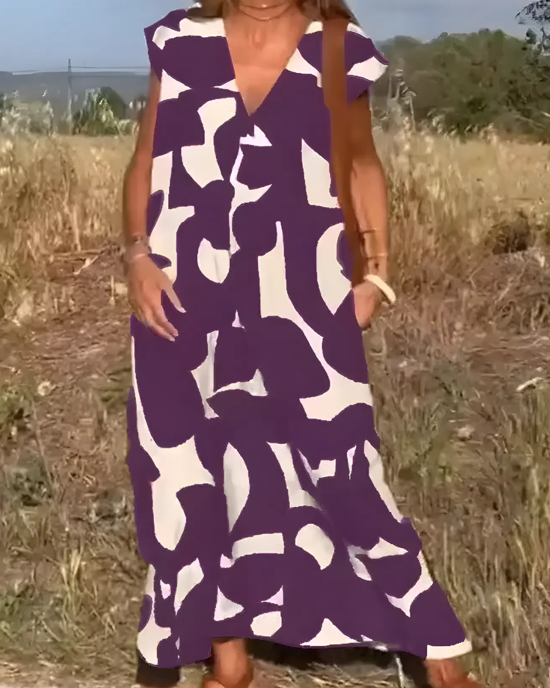 Vestido Elisa Primavera-Verão | Decote em V - Fresco e Soltinho +Frete Grátis