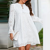 Vestido Bella - Manga Longa Gola V - Charmoso e Fresquinho