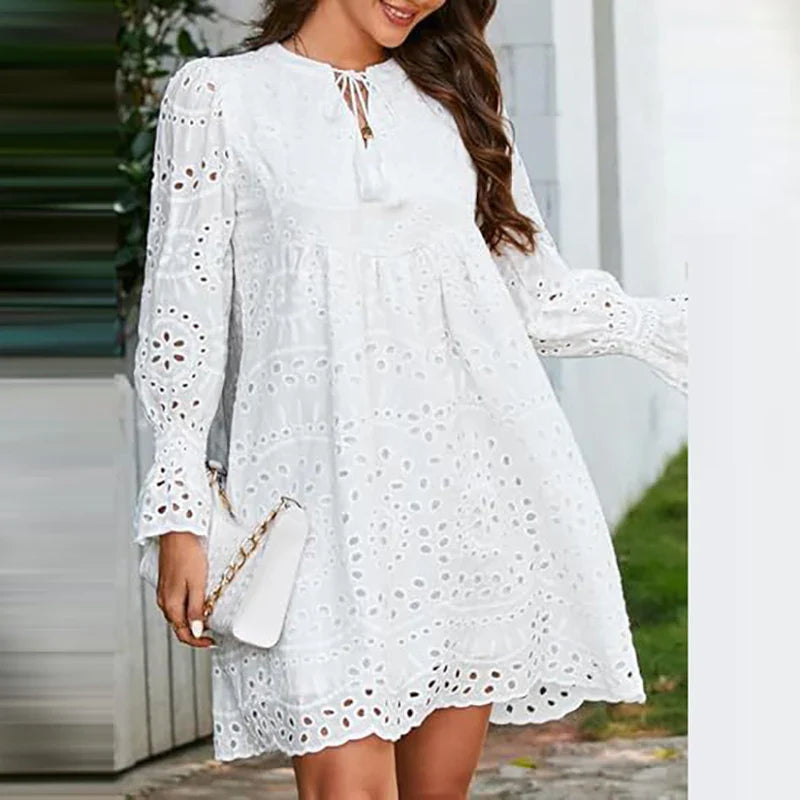 Vestido Bella - Manga Longa Gola V - Charmoso e Fresquinho