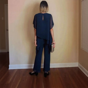 Conjunto Letícia- Blusa com Sobreposição e Calça Minimalista