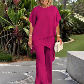 Conjunto Letícia- Blusa com Sobreposição e Calça Minimalista