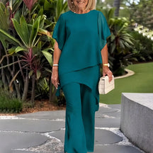 Conjunto Letícia- Blusa com Sobreposição e Calça Minimalista