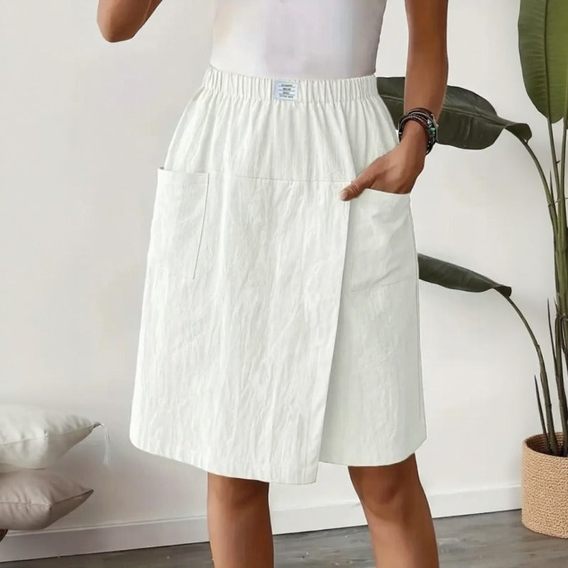 Shorts Saia Melissa- Confeccionado em Linho de Algodão com Conforto Premium