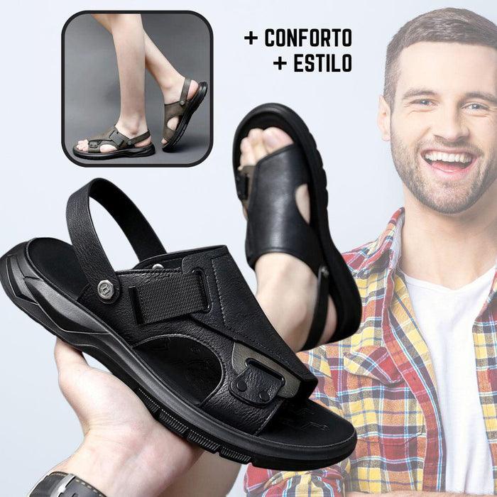 Sandália Masculina Retrô  em Couro Genuíno