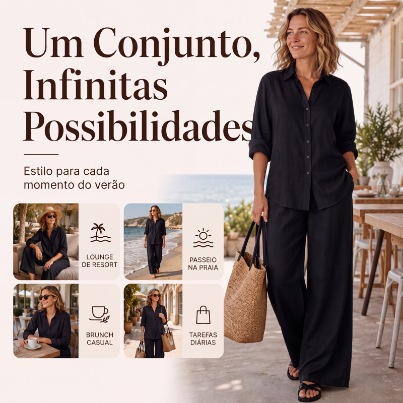 👚✨ Conjunto Premium Feminino- Elegância casual, conforto e estilo!