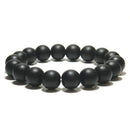 Noter Natural Matte Bracelet Stone Men 4mm 6mm 8mm 10mm 12mm Round Onyx Beaded Braslet Male Accessories Pulseira Husband Gift - Descont Express