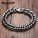 oulai777 stainless steel Steel color bracelet men chain hand black chain bracelets cuban link retro rock charm male accessories - Descont Express