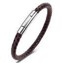 TANGYIN New Classic Style Men Leather Bracelet Simple Gold Stainless Steel Button Accessories Hand-woven Bracelets Jewelry Gifts - Descont Express