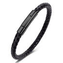 TANGYIN New Classic Style Men Leather Bracelet Simple Gold Stainless Steel Button Accessories Hand-woven Bracelets Jewelry Gifts - Descont Express