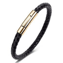 TANGYIN New Classic Style Men Leather Bracelet Simple Gold Stainless Steel Button Accessories Hand-woven Bracelets Jewelry Gifts - Descont Express