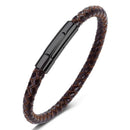 TANGYIN New Classic Style Men Leather Bracelet Simple Gold Stainless Steel Button Accessories Hand-woven Bracelets Jewelry Gifts - Descont Express