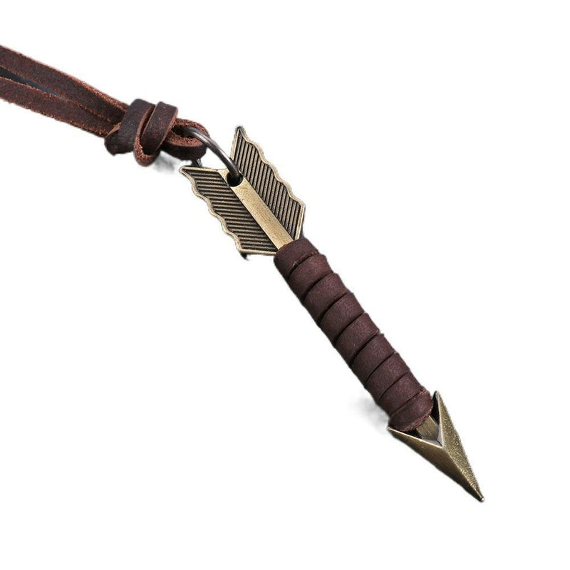 Man Necklace Handmade Vintage Leather Arrow Pendant Necklace Rope Chain Necklaces Men&Women Punk Jewlery Accessories Wholesale - Descont Express